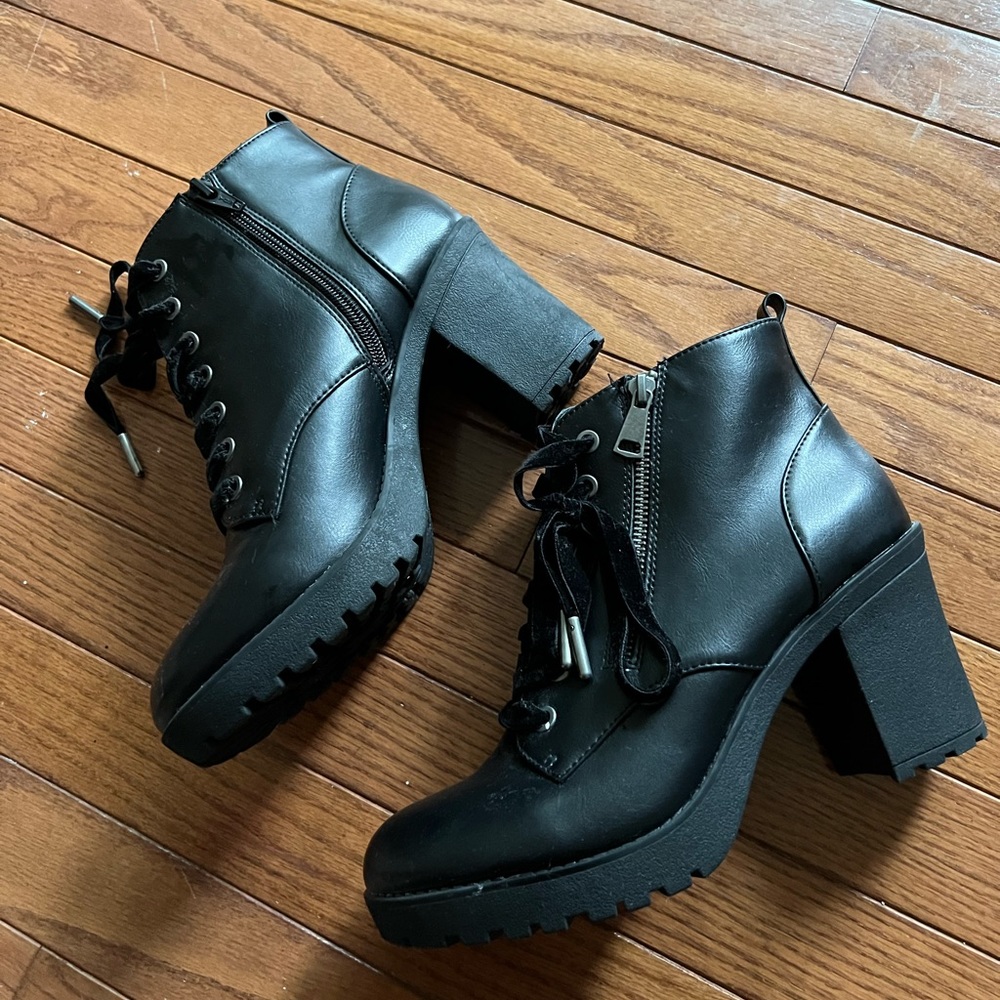 Black heeled booties